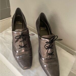 Stuart Weitzman Metallic Lace-Up Flats